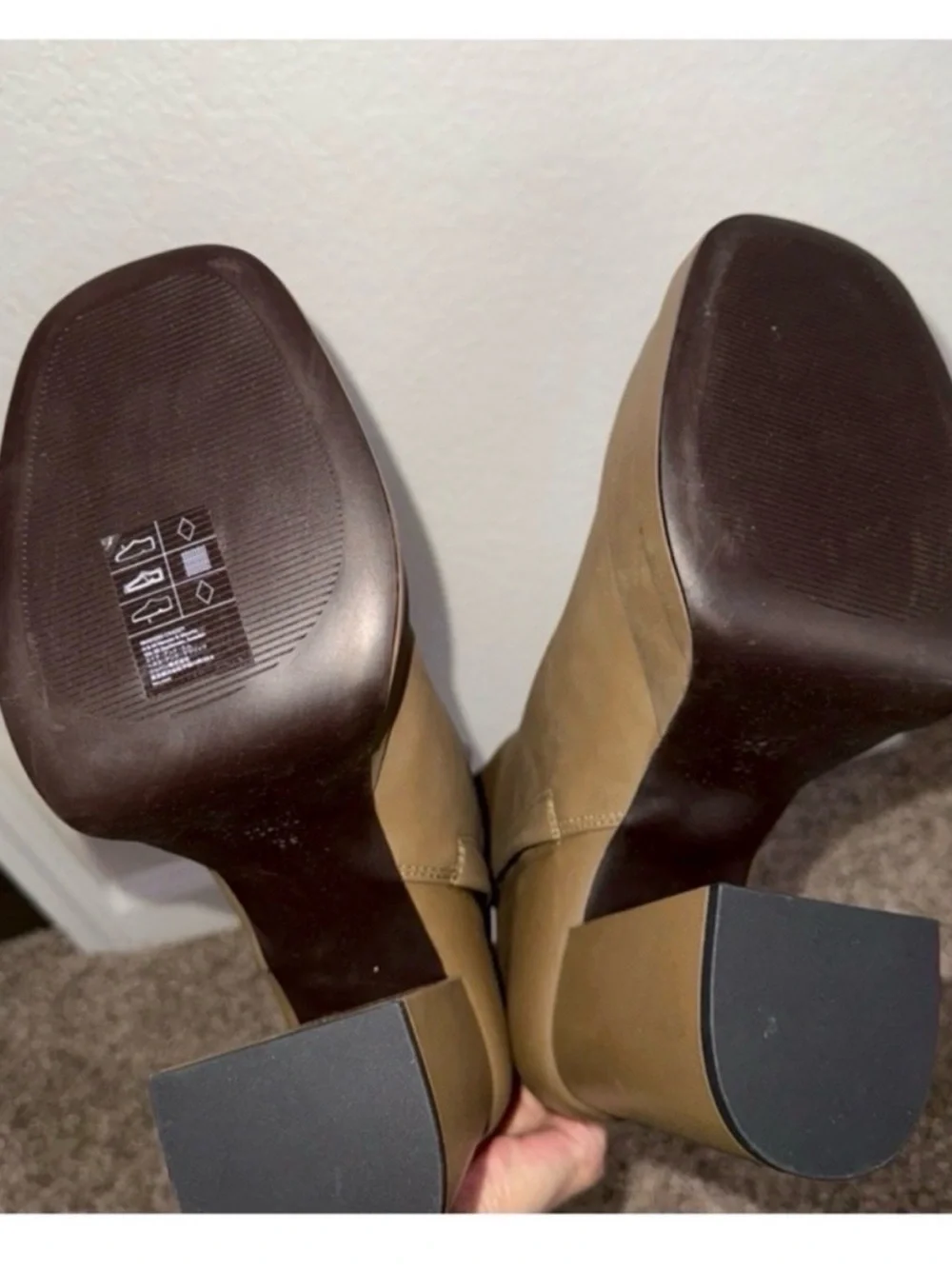 H&M Olive Platform Block-Heel Ankle Boots